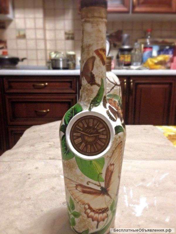 Оформление бутылок в стиле декупаж