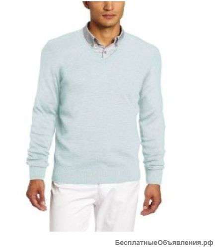 Calvin Klein men's Sweater V-Neck Cotton blue solid Ottoman size XL NEW