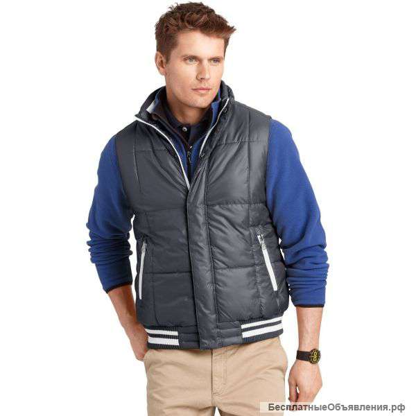 Izod men's Puffer Vest jacket Outerwear navy solid polyester size L, XXL NEW