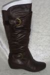 Yuu women's Tall Boots Sheldon Slouch Wedge dark brown faux leather size 5 NEW