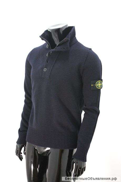 Stone Island Half Zip Lambswool Knitwear In Black