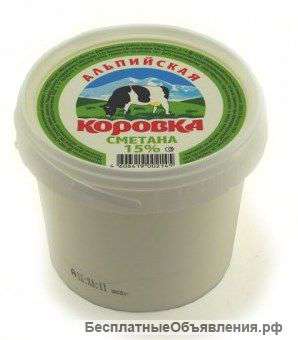 Сметана "Альпийская коровка" в ведрах