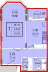 1к.кв новостройка 45,0 м2 в Красноармейске