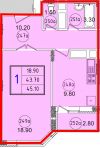 1к.кв новостройка 45,10 м2 в Красноармейске