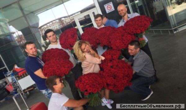 101 роза на выписку из роддома