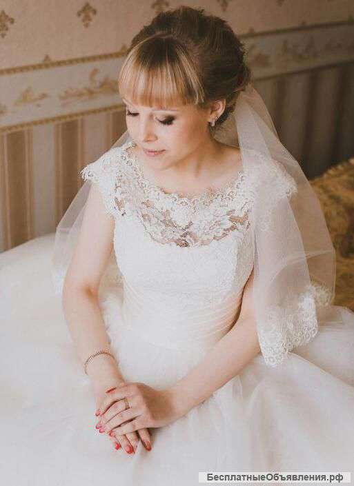 Свадебное платье + полушубка