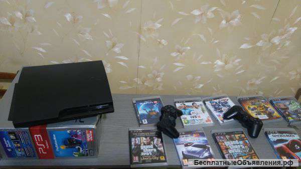 PS 3 . Породам. В отличном состоянии. Два рабочих джойстика Девять игр За все 9000 р. Торг