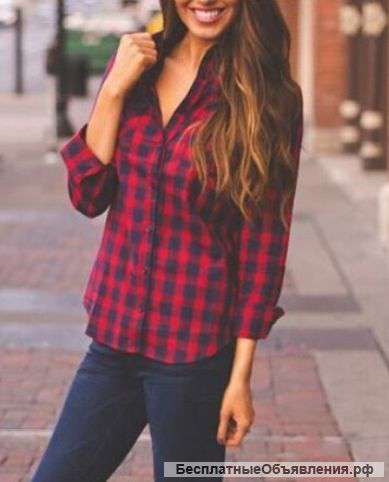 Рубашка красная в синюю клетку