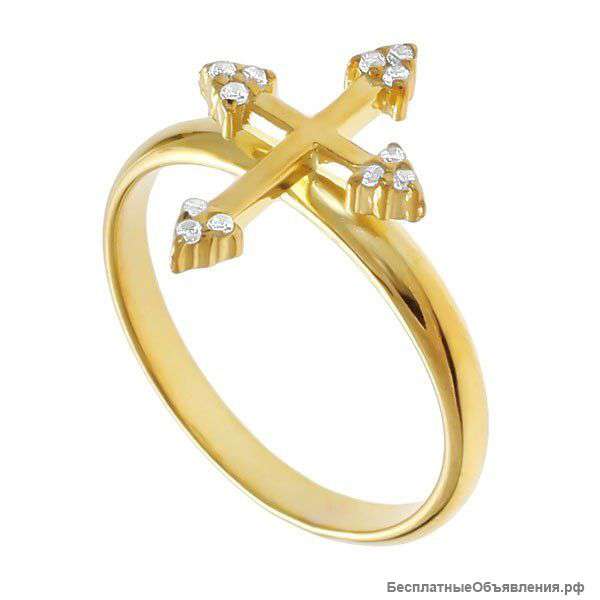 Кольцо "крест" серебро 925