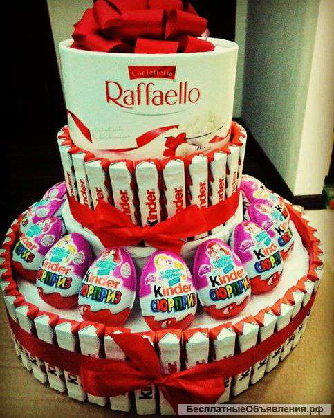 Букетики и торты из киндеров ирафаэллок