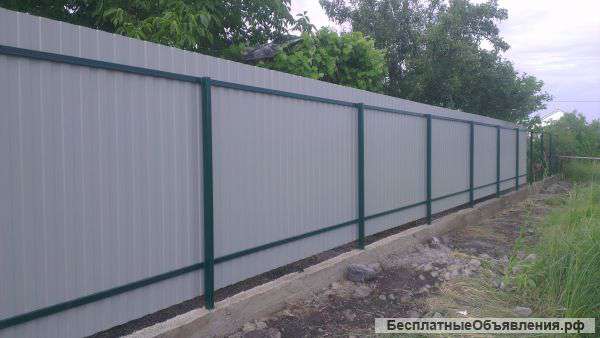 Заборы из металлопрофиля, сетки рабицы