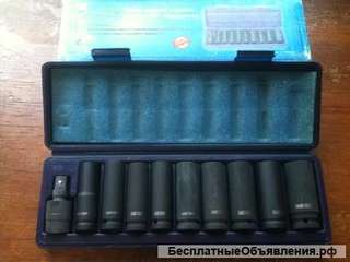 Набор головок ударные длинные 13-24мм 6-гранные 1/2"DR 10 предметов APELAS