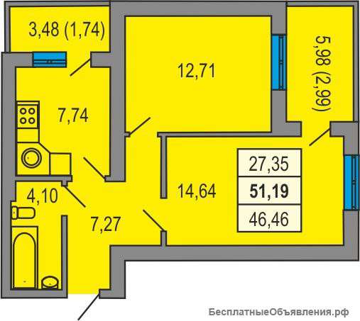 2-комнатную квартиру