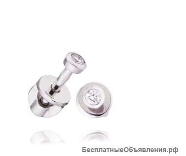 Новые золотые серьги-пуссеты с бриллиантом