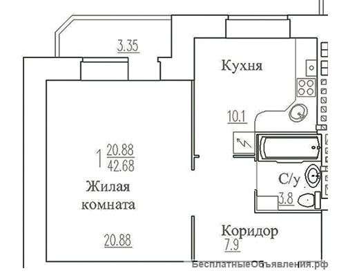 Речная ул. д.4, 1 к.кв.: 46/21/10 кв.м., 4/5 кирп.