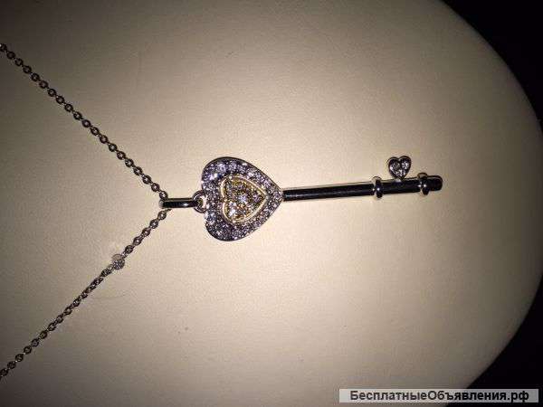 Золотая подвеска/кулон Ключ/сердце Tiffany Тифани арт.160216-02