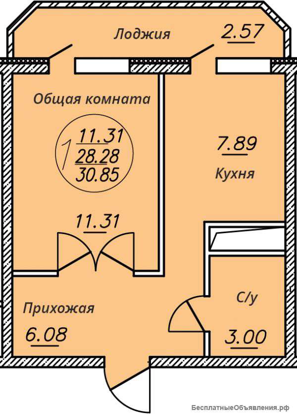1к квартира в ЖК Сити