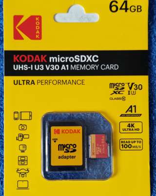Карта памяти Micro SD Kodak, класс 10, 64 ГБ, U3, 4K, высокоскоростная карта, флэш-память НОВАЯ