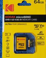 Карта памяти Micro SD Kodak, класс 10, 64 ГБ, U3, 4K, высокоскоростная карта, флэш-память НОВАЯ