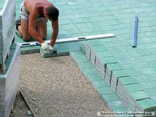 Укладка тротуарной плитки на бетонное основание