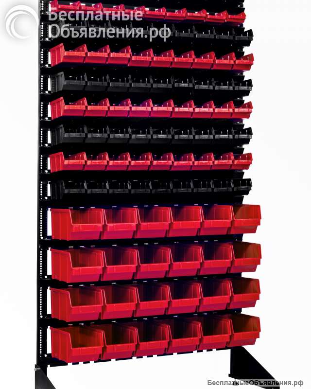 Торговый стеллаж. Ящики для крепежа и метизов. Витрина