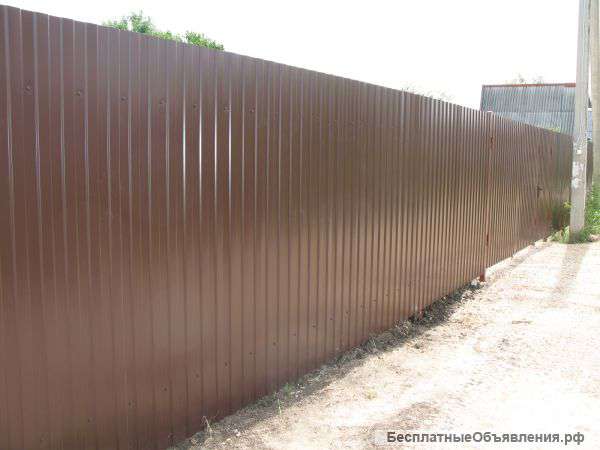 Заборы, ворота, калитки из профлиста и сетки-рабицы
