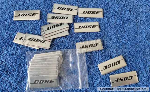 Эмблема наклейка BOSE 35x15 mm алюминиевая для Hi-Fi динамика и других аудио НОВАЯ