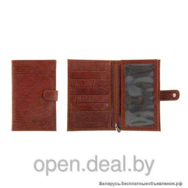 Портмоне на кнопке - игуана - тёмно-коричневый