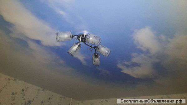 Небо и облака на натяжном потолке