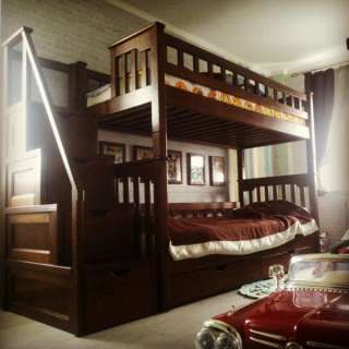 Кровать двухъярусная из 100% массива дуба