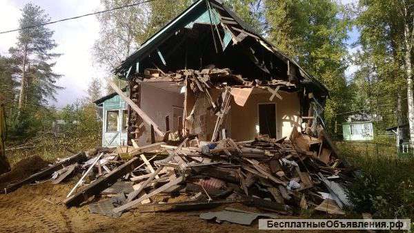 Демонтаж домов, спил, деревьев, копка земли