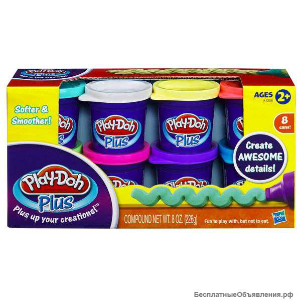 Hasbro Play-Doh. Набор из 8 банок PLUS 2