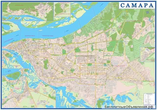 Карта Самарской области двухсторонняя