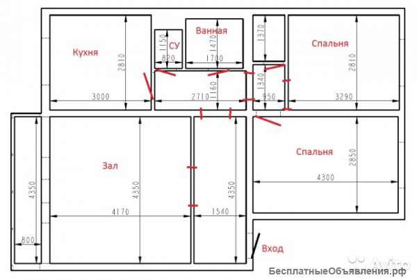 3-к квартира, 65 м², 2/10 эт