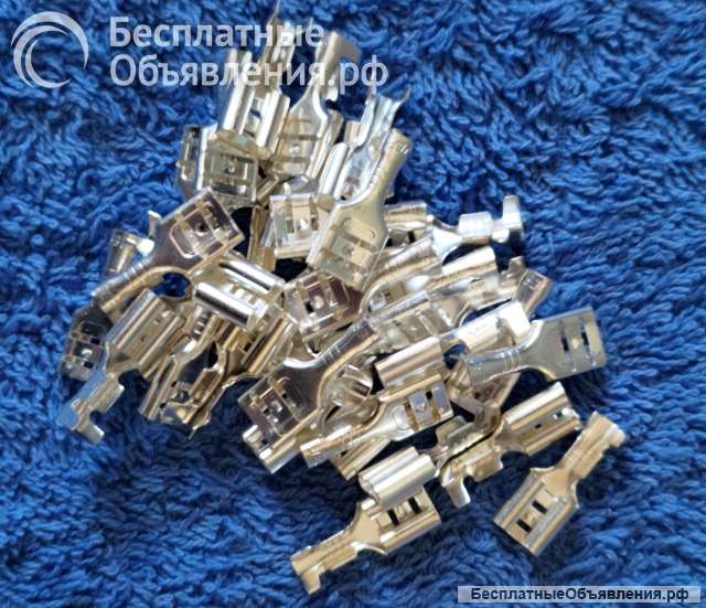 Клеммы 2-х штыревые 4,8 и 6,3mm для печатной платы под пайку, под провод и чехол оригинальные НОВЫЕ