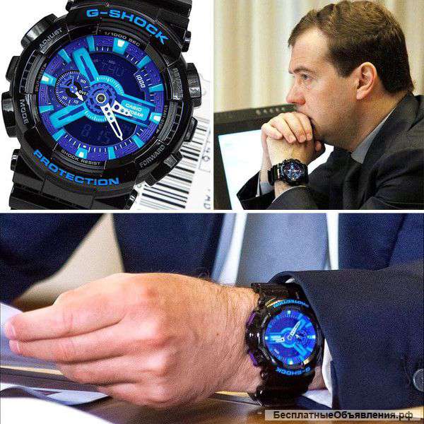 Часы копия G-shock 110RG, черно-голубые