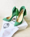 Туфли-лодочки зеленого цвета из замши