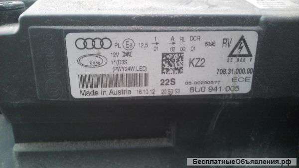 Фара левая для Ауди Ку 3(AUDI Q3) Б/У, оригинал