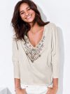 Victoria"s Secret Beige Embellished V Neck Top Nud Размер: 48–50 (XL)