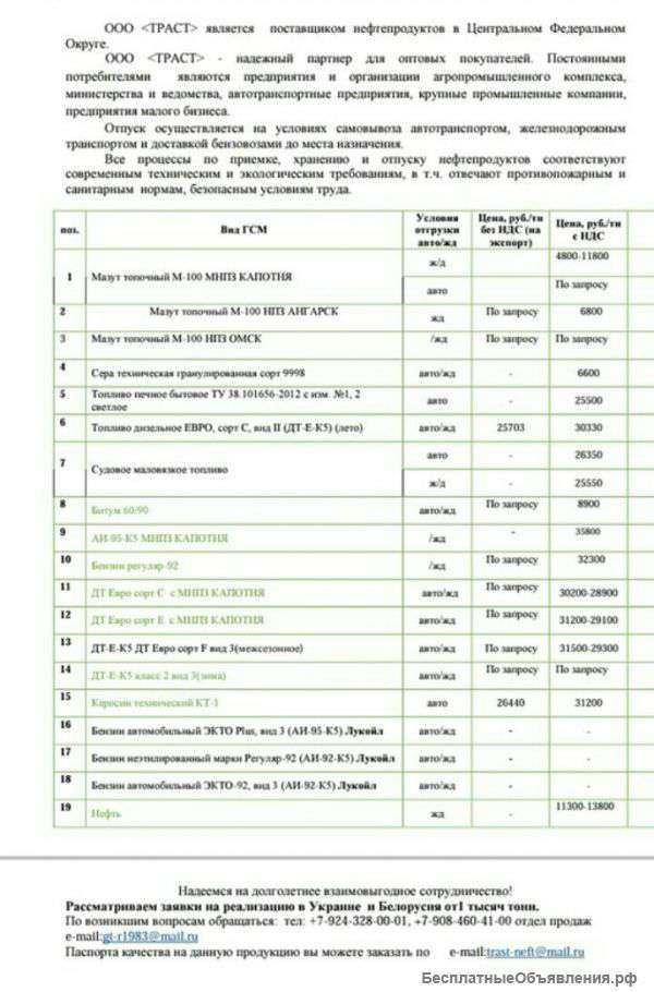 Нефтепродуктов, дизельное топ.мазут м 100,битум 60/90