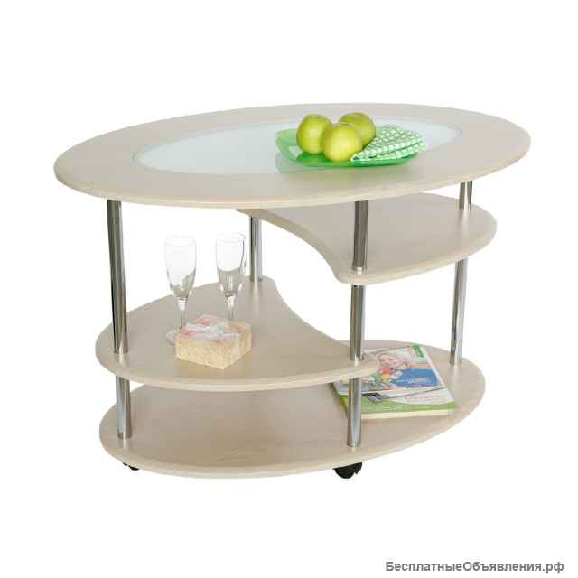 Стол журнальный со стеклом "Эллипс СЖС-01" (новый)