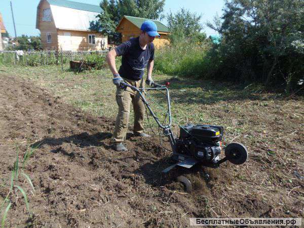 Вспашу землю мотоблоком. Скошу траву, кустарник.