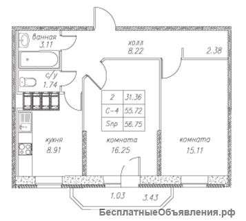 2ккв рядом с м.Парнас