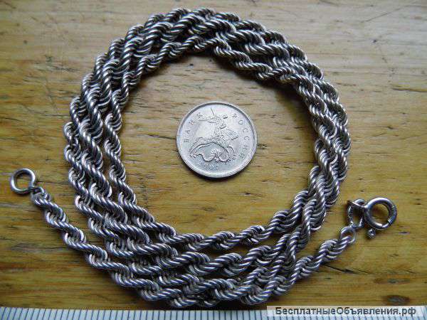 Цепочка - верёвка 55 см. Серебро