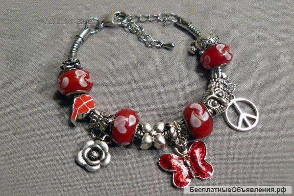 Браслет Пандора Red  Butterfly Silver (R393)