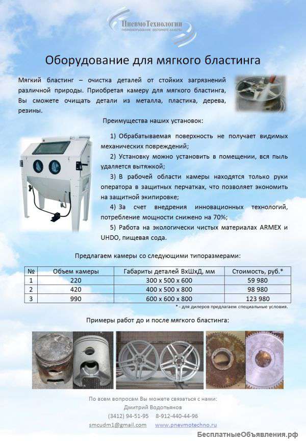 Камеры для сода-бластинга