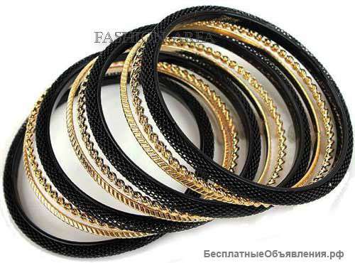 Комплект браслетов черно-золотой (R264)