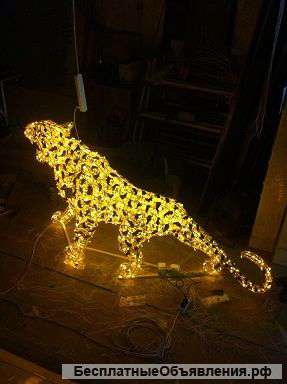 Каркасная объемная световая скульптура Леопард