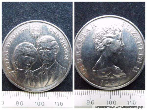 Британская территория Гибралтар, Свадьба Дианы, 1 крона 1981