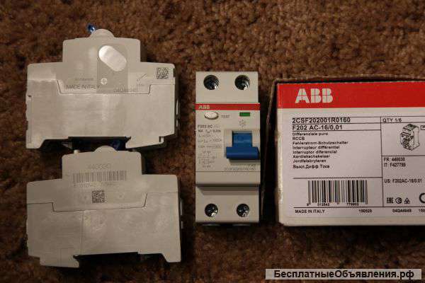 Выключатель диф. тока 2п 16A 10mA тип AC F202 ABB 2CSF202001R0160
